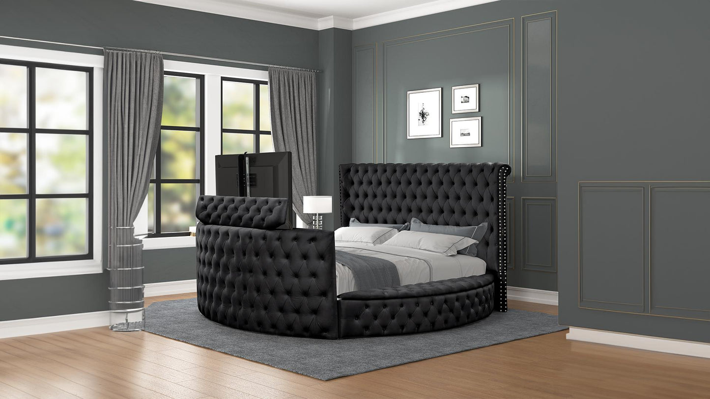 Round Storage Bed with TV Insert