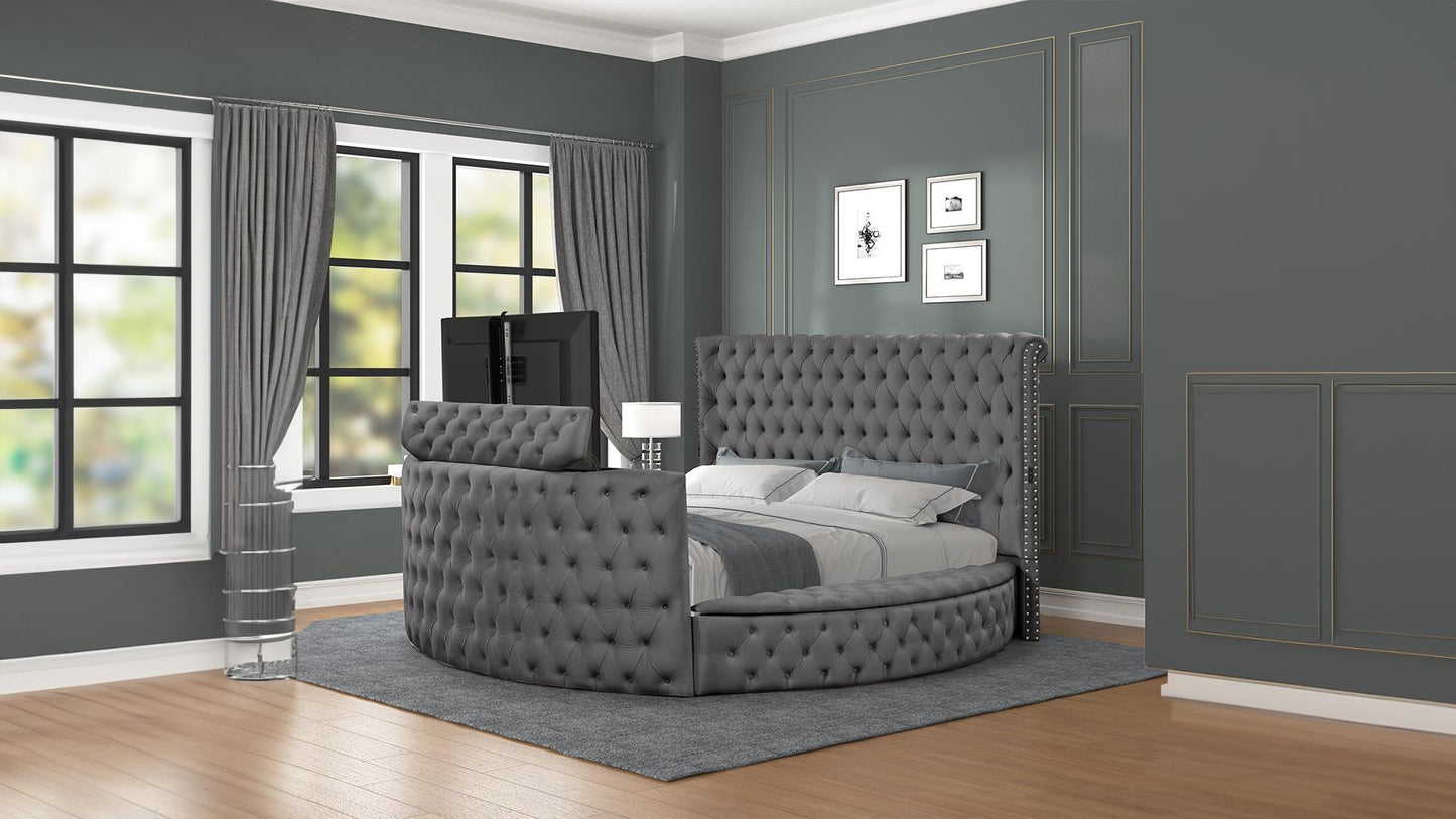 Round Storage Bed with TV Insert